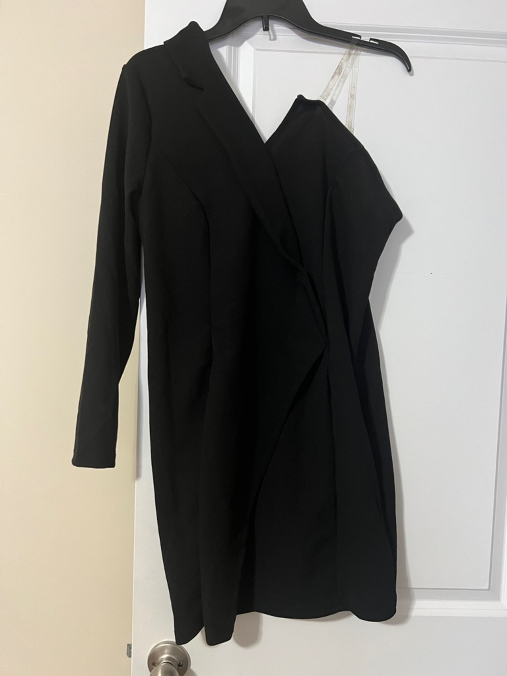 SHEIN Black One-Shoulder Asymmetric Blazer Dress